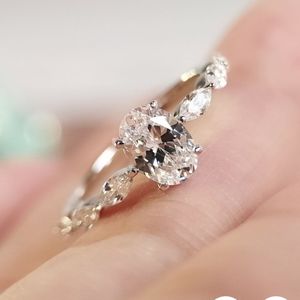 Simulated diamond oval & marquise ring
